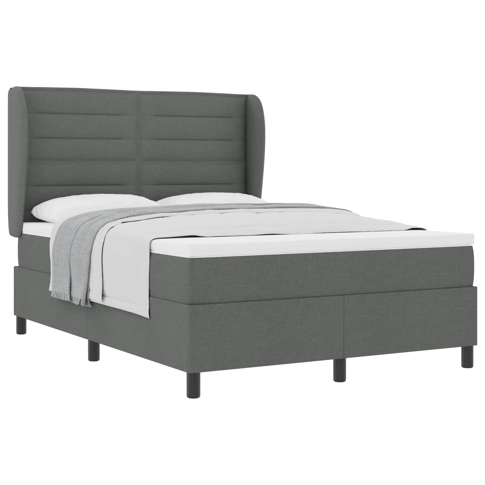 Boxspringbett mit Matratze Dunkelgrau 140 x 190 cm Stoff