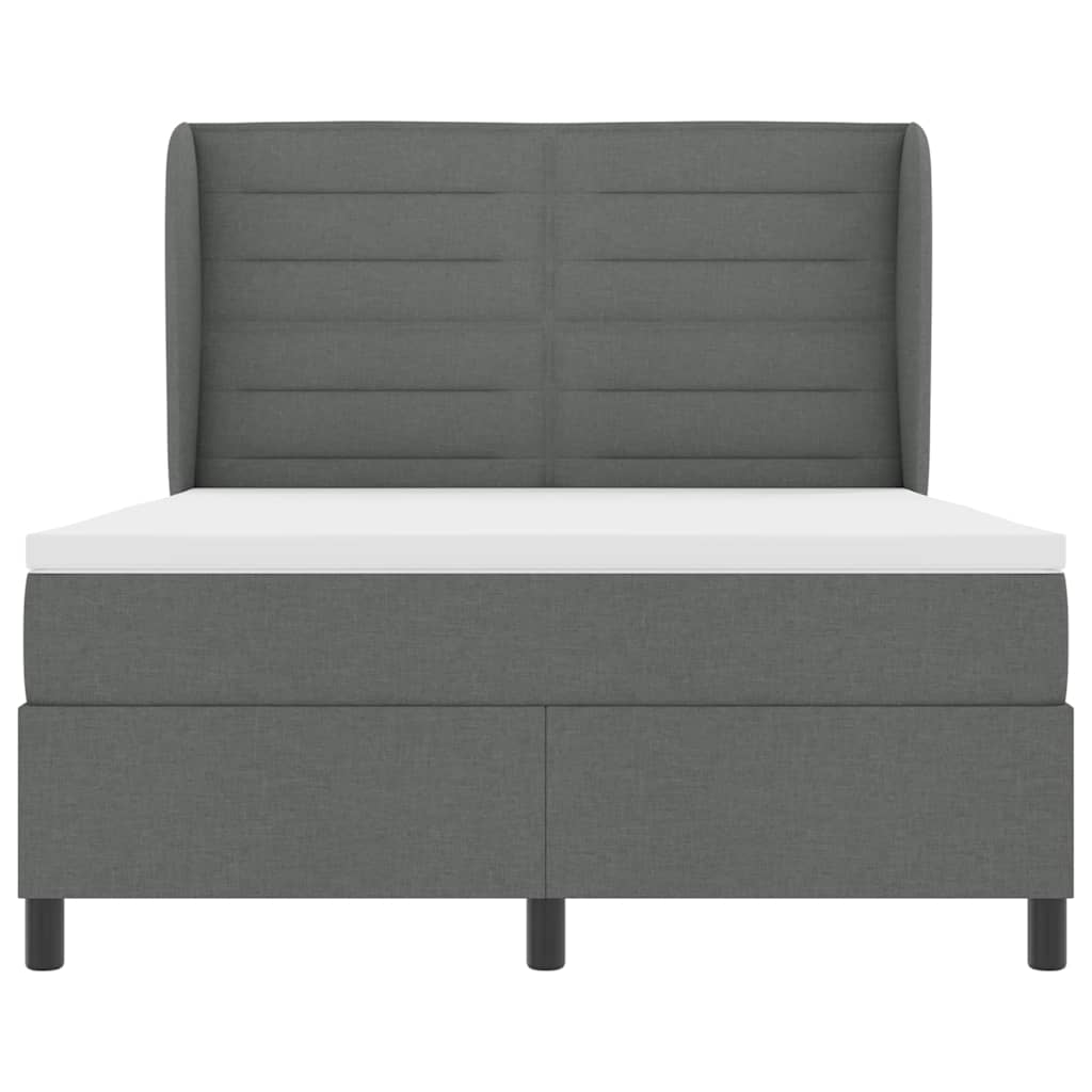 Boxspringbett mit Matratze Dunkelgrau 140 x 190 cm Stoff