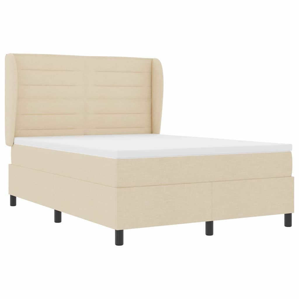 Boxspringbett mit Matratze Creme 140 x 190 cm Stoff