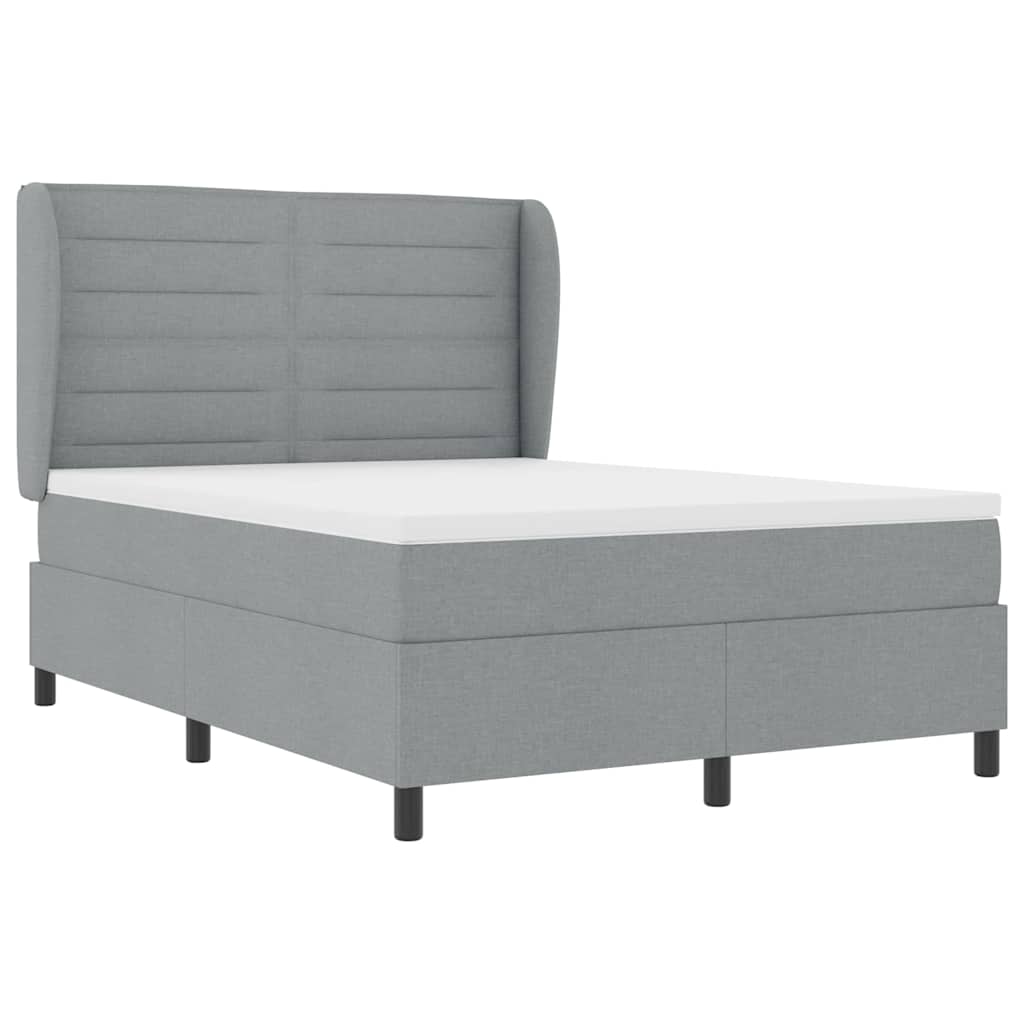 Boxspringbett mit Matratze Hellgrau 140 x 200 cm Stoff