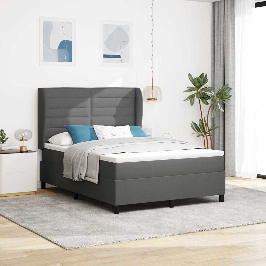 Boxspringbett mit Matratze Dunkelgrau 140 x 200 cm Stoff