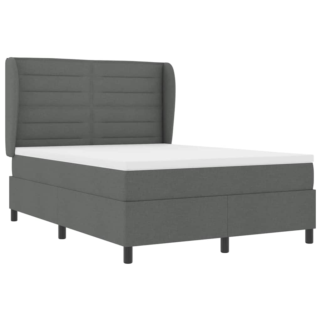 Boxspringbett mit Matratze Dunkelgrau 140 x 200 cm Stoff