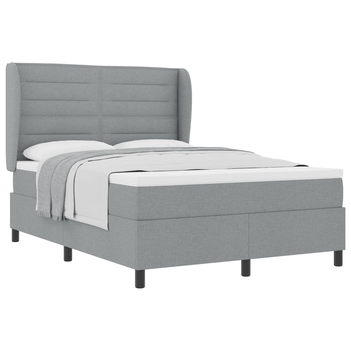 Boxspringbett mit Matratze Hellgrau 160 x 200 cm Stoff