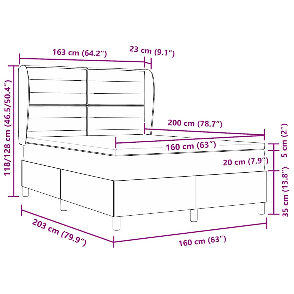Boxspringbett mit Matratze Hellgrau 160 x 200 cm Stoff