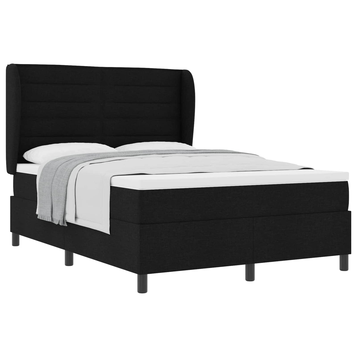 Boxspringbett mit Matratze Schwarz 160 x 200 cm Stoff