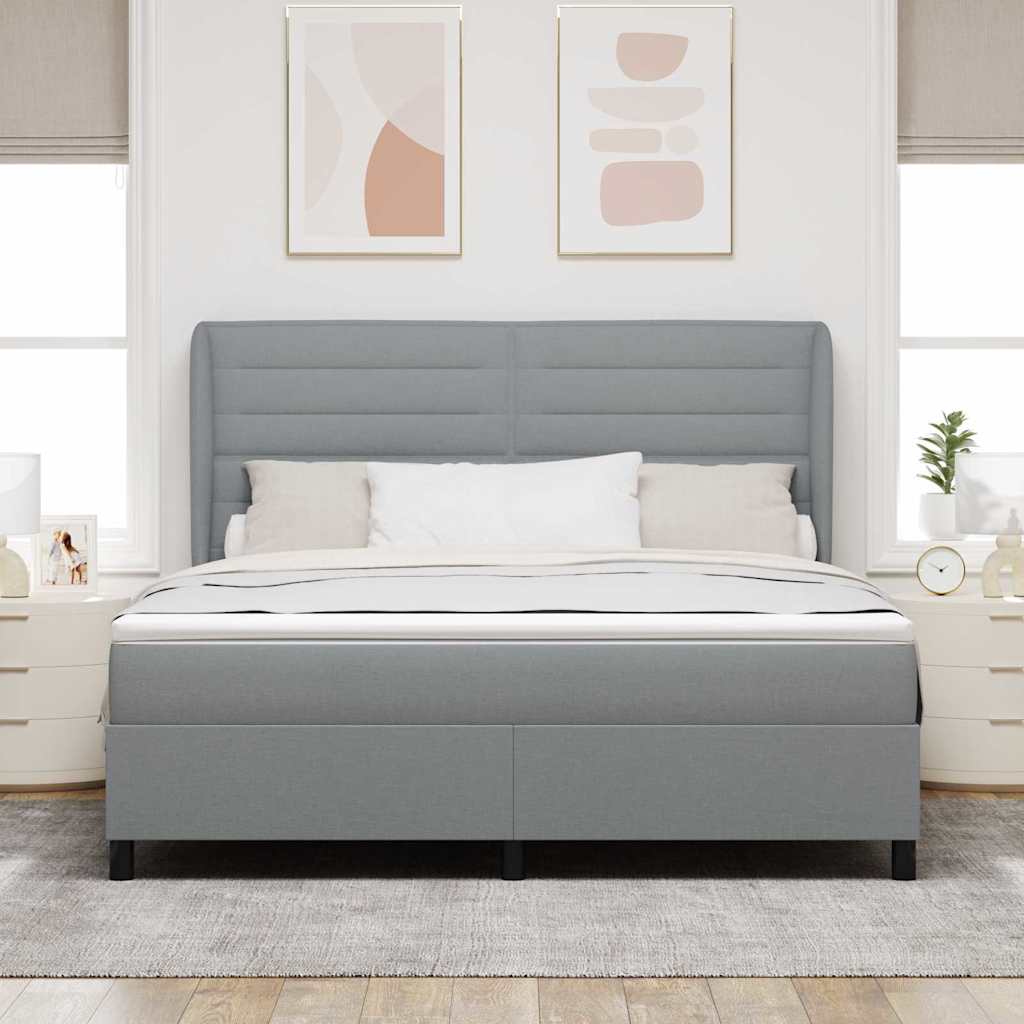 Boxspringbett mit Matratze Hellgrau 180 x 200 cm Stoff