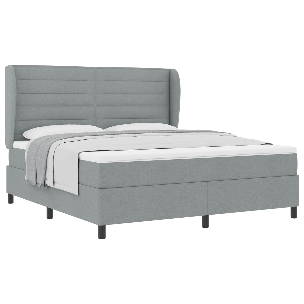 Boxspringbett mit Matratze Hellgrau 180 x 200 cm Stoff