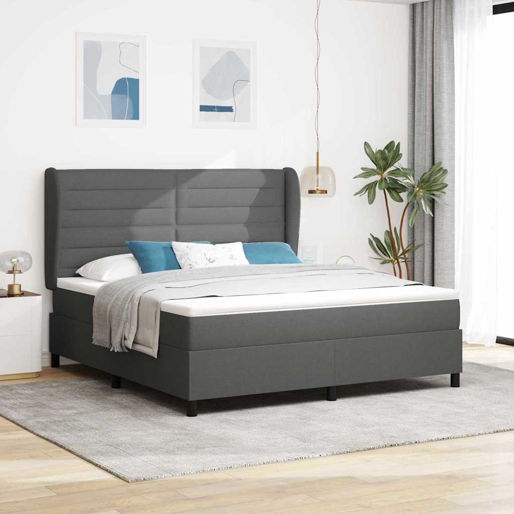 Boxspringbett mit Matratze Dunkelgrau 180 x 200 cm Stoff