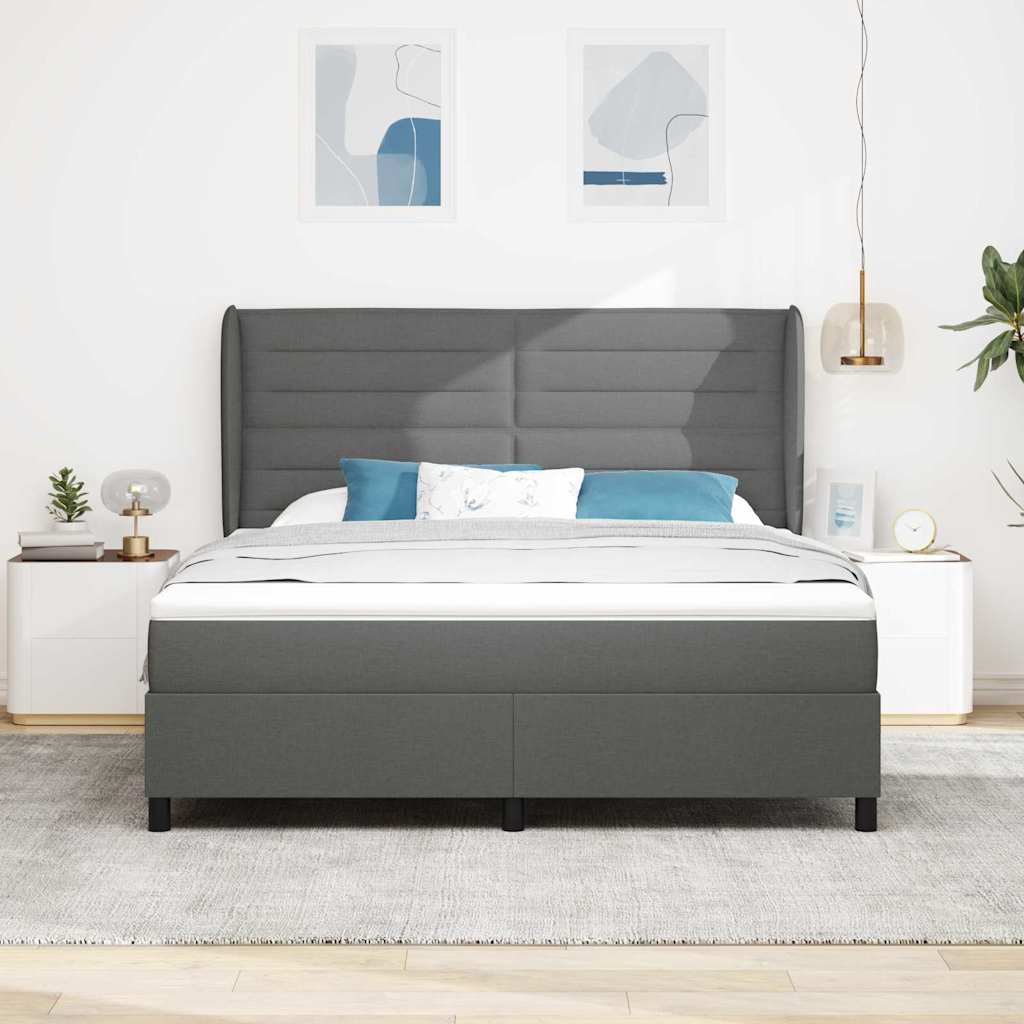 Boxspringbett mit Matratze Dunkelgrau 180 x 200 cm Stoff