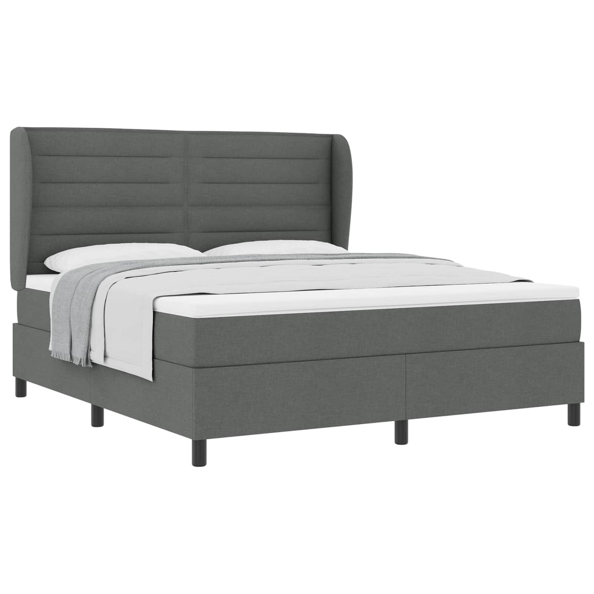 Boxspringbett mit Matratze Dunkelgrau 180 x 200 cm Stoff
