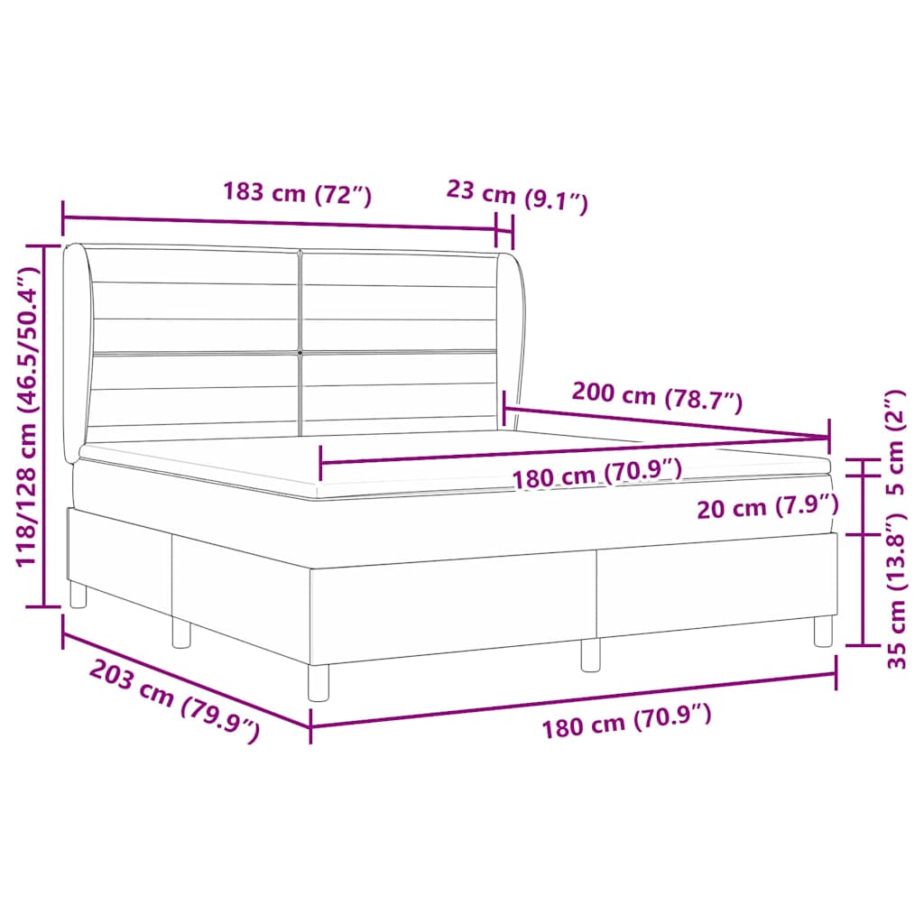 Boxspringbett mit Matratze Dunkelgrau 180 x 200 cm Stoff