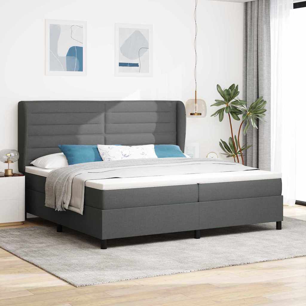 Boxspringbett mit Matratze Dunkelgrau 200 x 200 cm Stoff