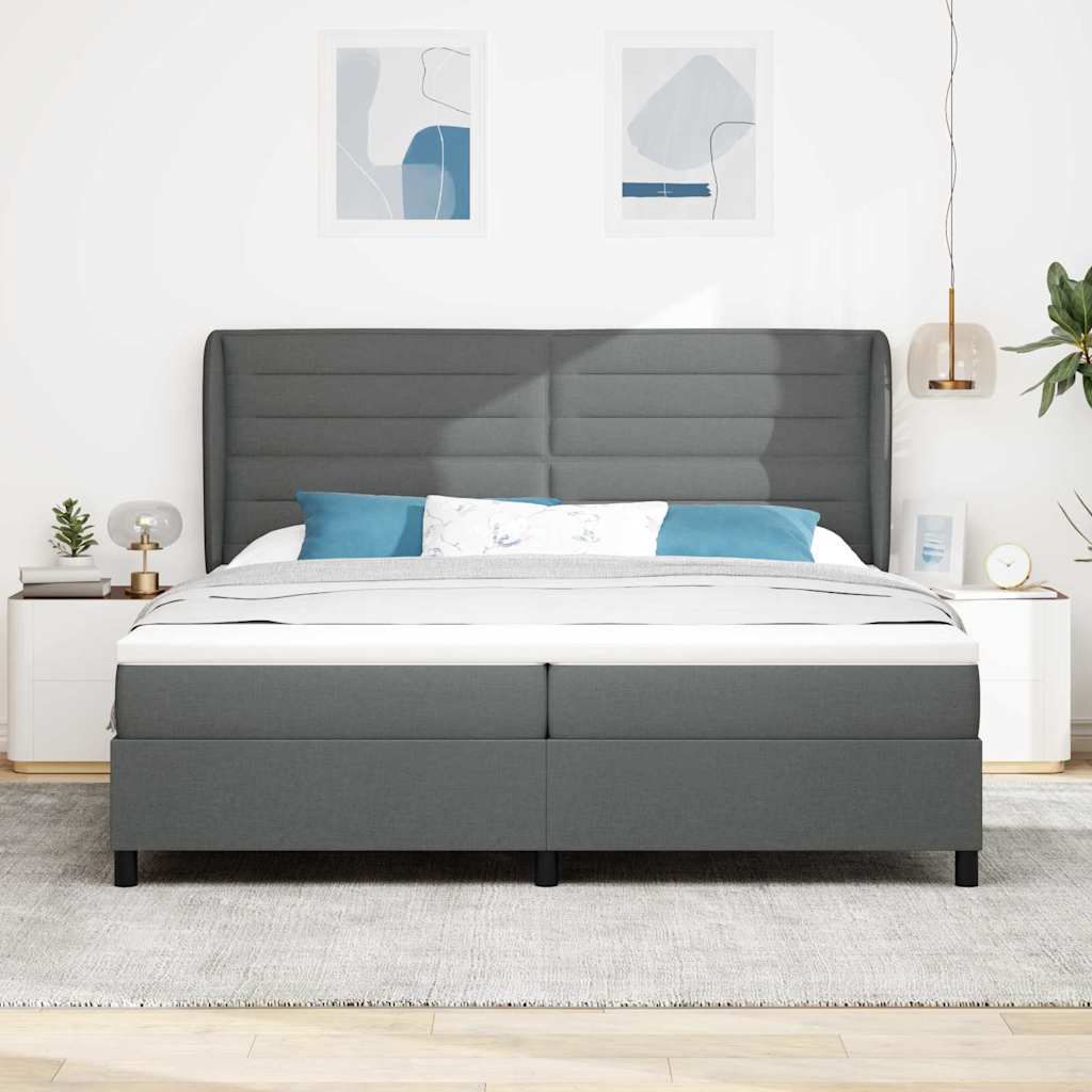 Boxspringbett mit Matratze Dunkelgrau 200 x 200 cm Stoff
