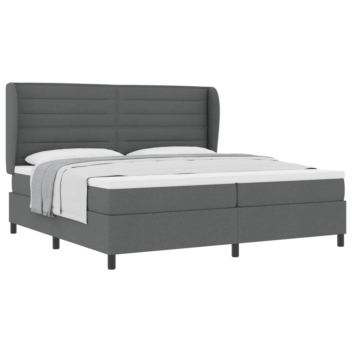 Boxspringbett mit Matratze Dunkelgrau 200 x 200 cm Stoff
