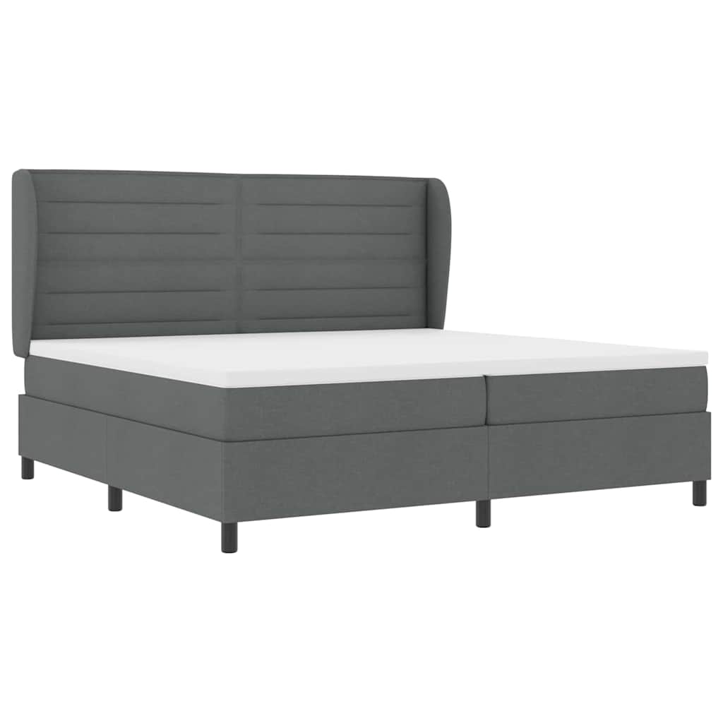 Boxspringbett mit Matratze Dunkelgrau 200 x 200 cm Stoff
