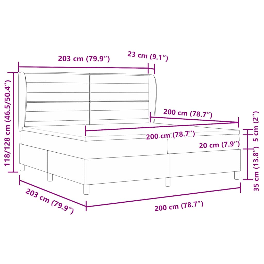 Boxspringbett mit Matratze Dunkelgrau 200 x 200 cm Stoff