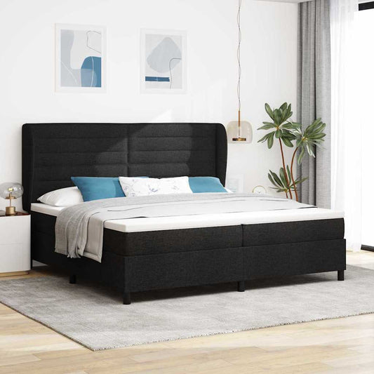 Boxspringbett mit Matratze Schwarz 200 x 200 cm Stoff