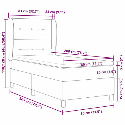 Boxspringbett mit Kopfteil Schwarz 80 x 200 cm Stoff