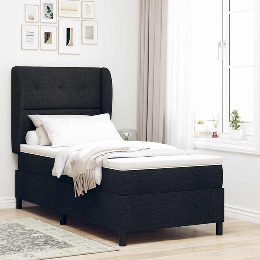 Boxspringbett mit Matratze Schwarz 90 x 190 cm Stoff