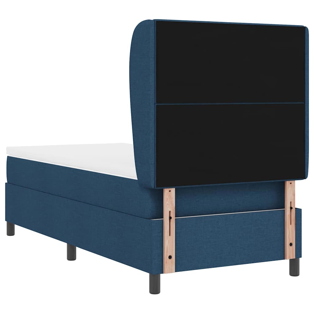 Boxspringbett mit Kopfteil Blau 90 x 190 cm Stoff