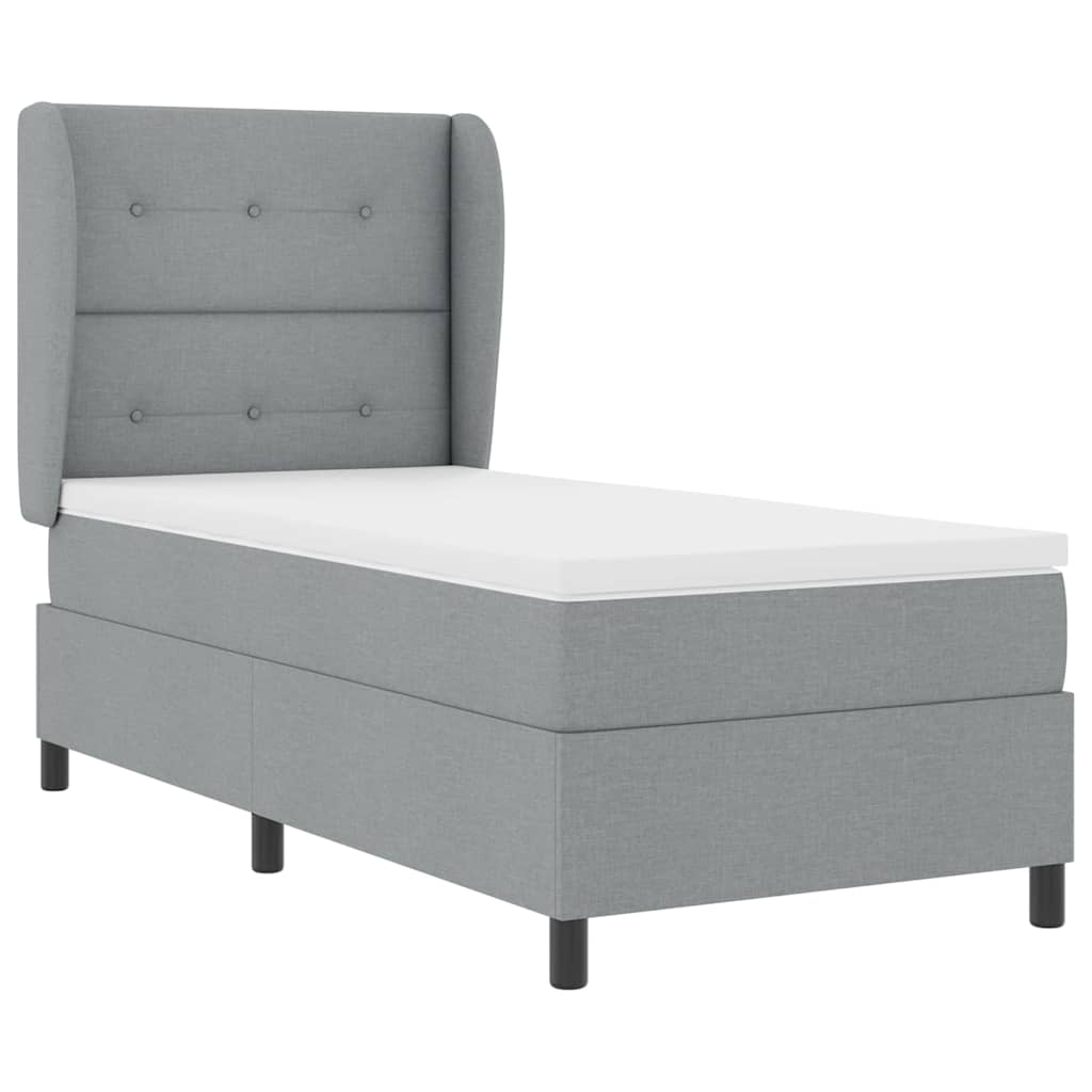 Boxspringbett mit Kopfteil Hellgrau 90 x 200 cm Stoff