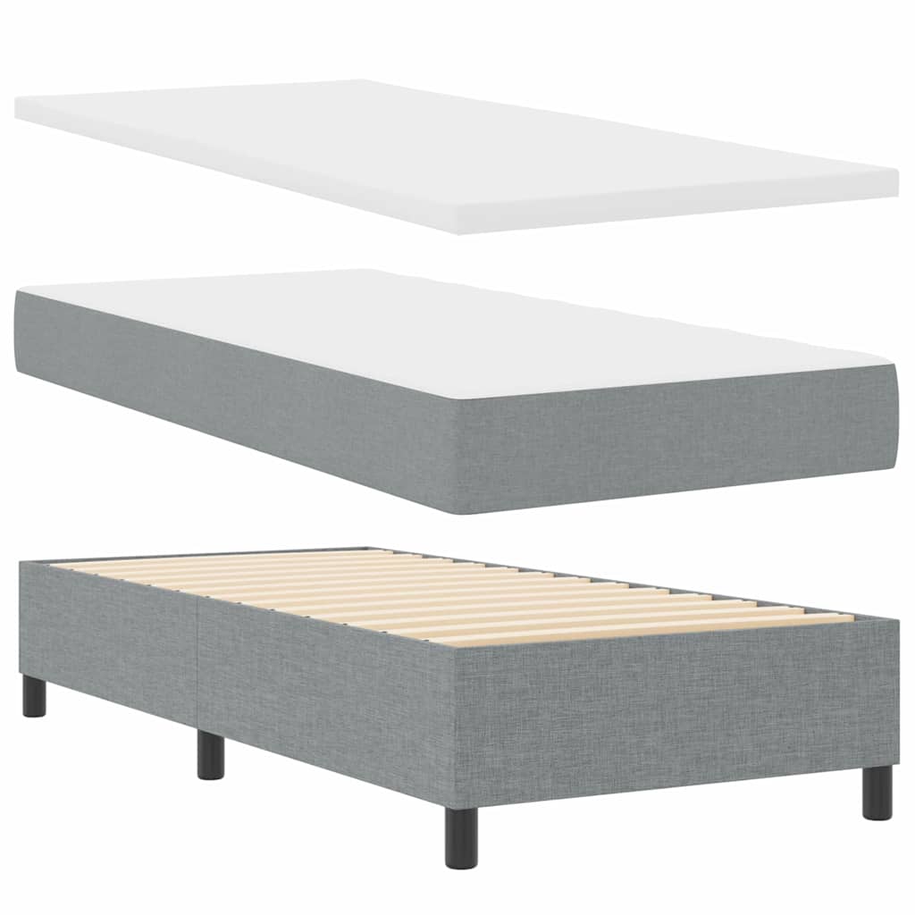 Boxspringbett mit Kopfteil Hellgrau 90 x 200 cm Stoff
