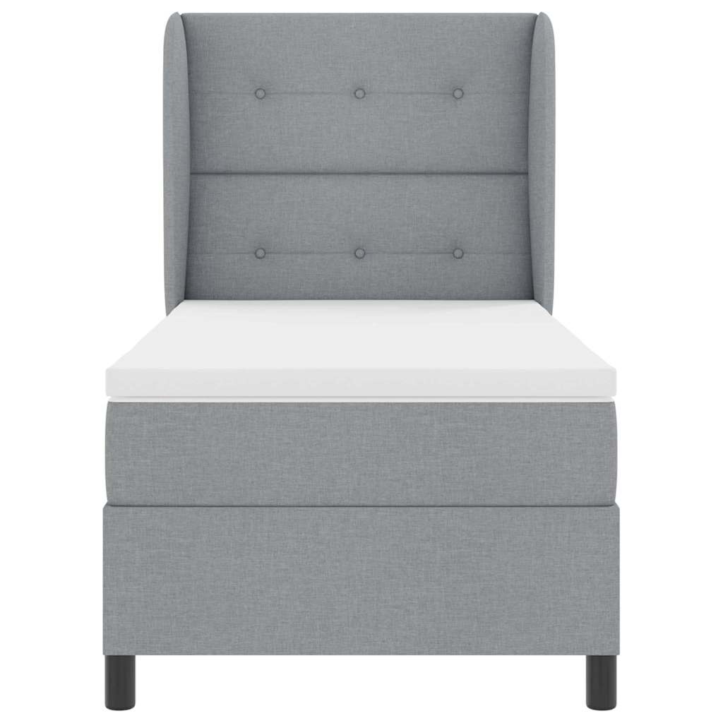 Boxspringbett mit Kopfteil Hellgrau 90 x 200 cm Stoff