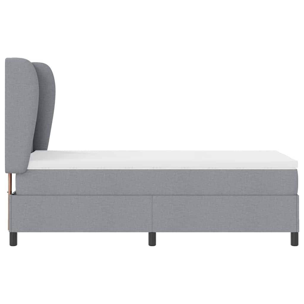 Boxspringbett mit Kopfteil Hellgrau 90 x 200 cm Stoff