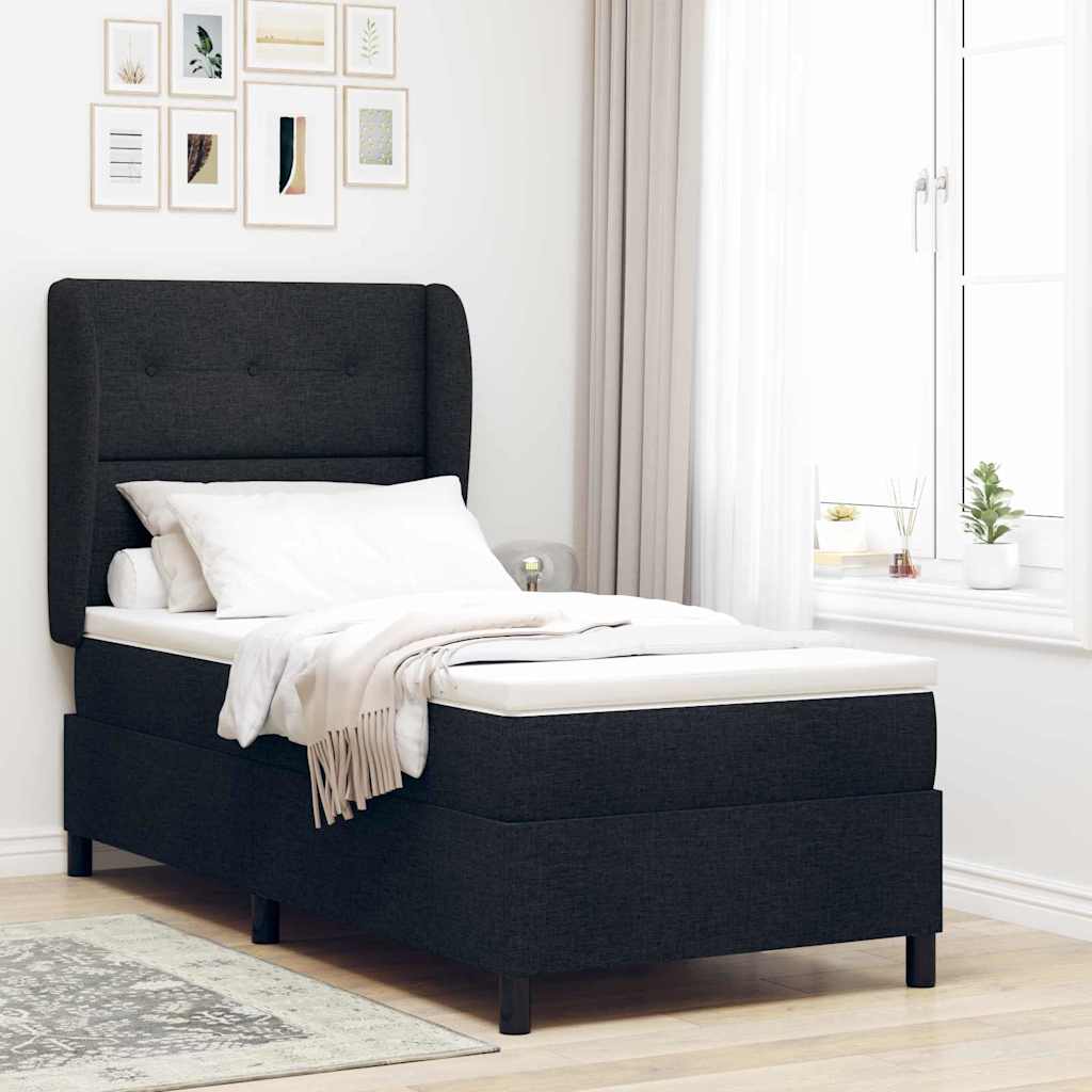 Boxspringbett mit Kopfteil Schwarz 90 x 200 cm Stoff
