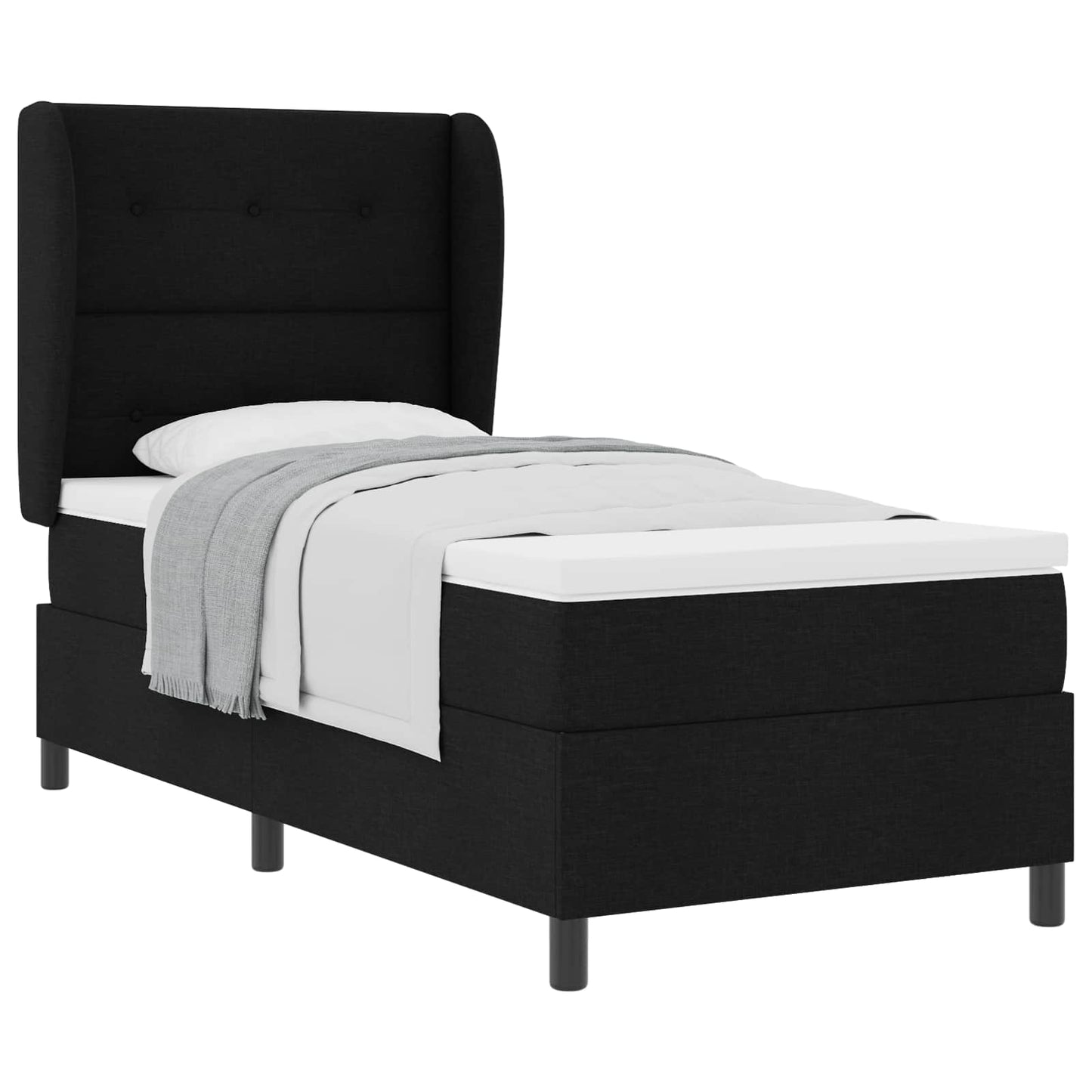Boxspringbett mit Kopfteil Schwarz 90 x 200 cm Stoff