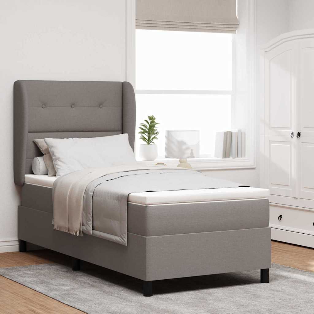 Boxspringbett mit Kopfteil Taupe 90 x 200 cm Stoff