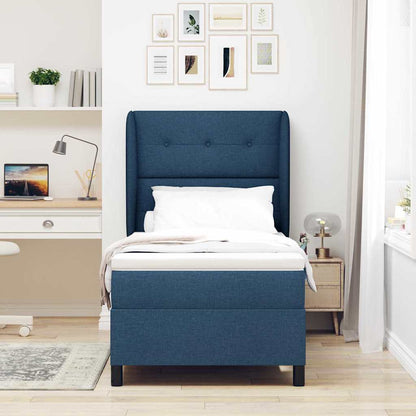 Boxspringbett mit Kopfteil Blau 90 x 200 cm Stoff