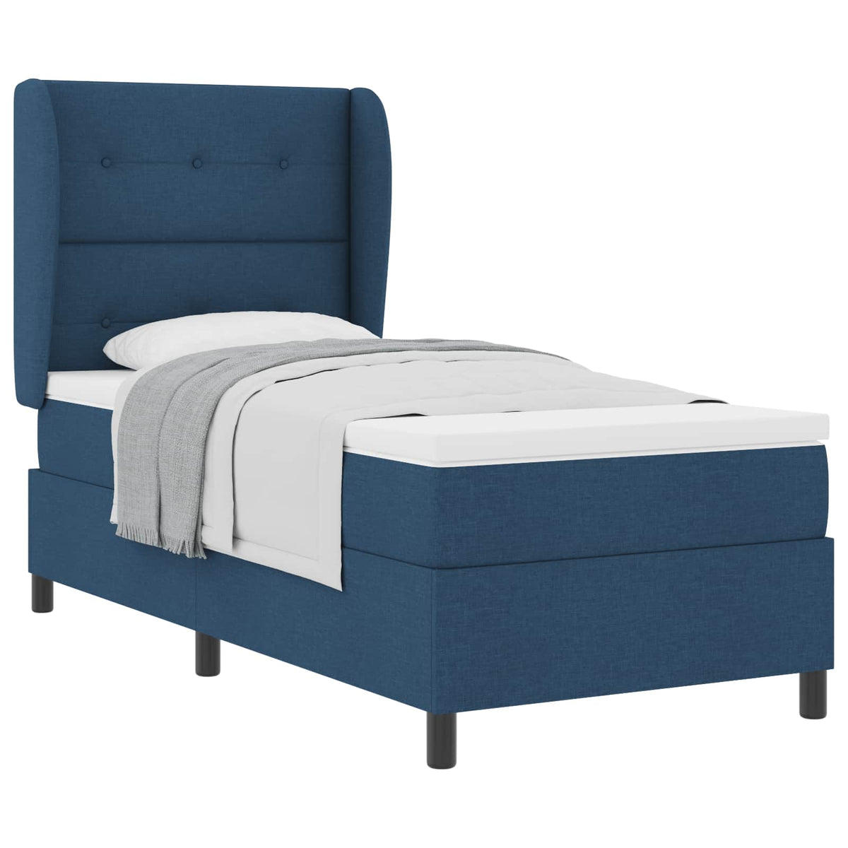 Boxspringbett mit Kopfteil Blau 90 x 200 cm Stoff