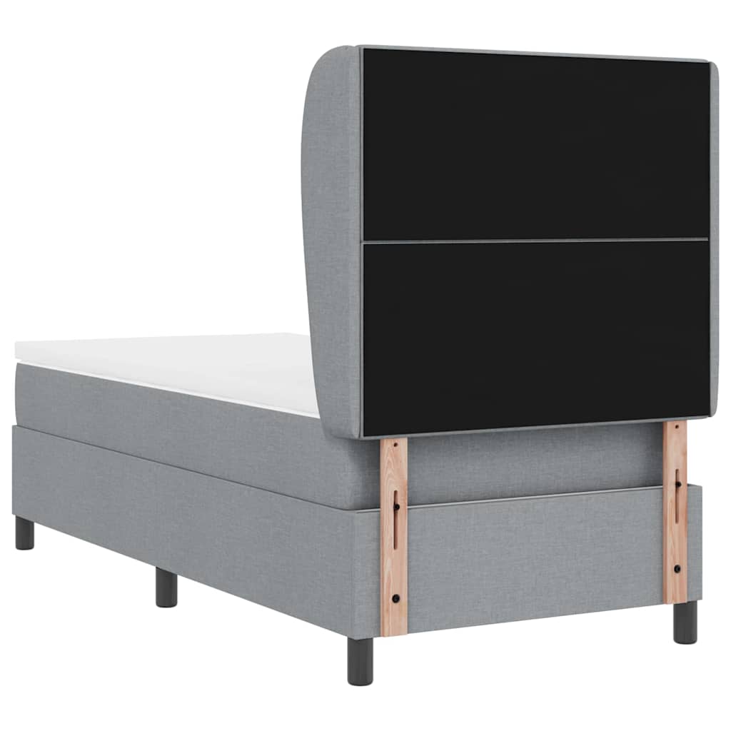 Boxspringbett mit Kopfteil Hellgrau 100 x 200 cm Stoff