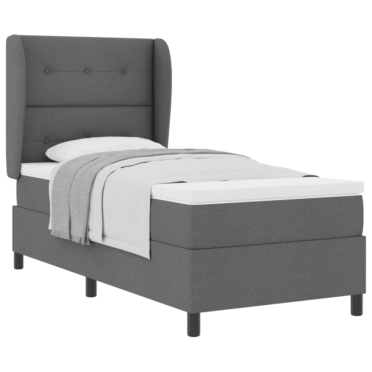 Boxspringbett mit Kopfteil Dunkelgrau 100 x 200 cm Stoff
