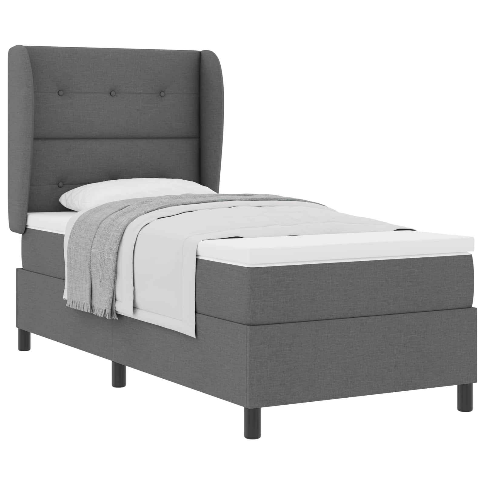 Boxspringbett mit Kopfteil Dunkelgrau 100 x 200 cm Stoff