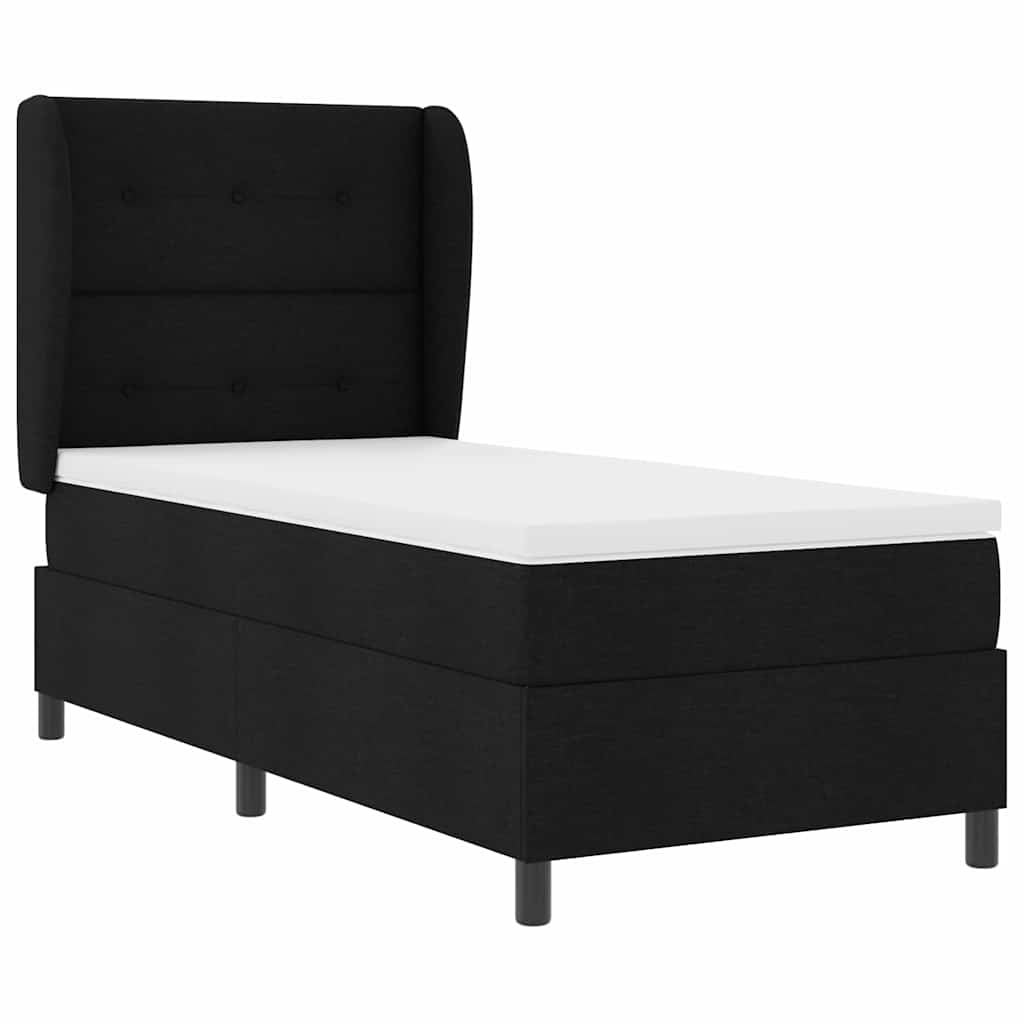 Boxspringbett mit Kopfteil Schwarz 100 x 200 cm Stoff