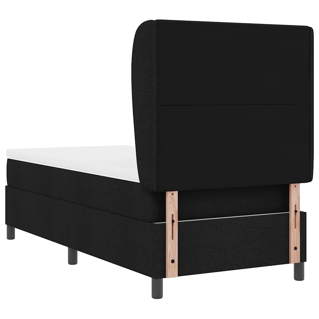 Boxspringbett mit Kopfteil Schwarz 100 x 200 cm Stoff