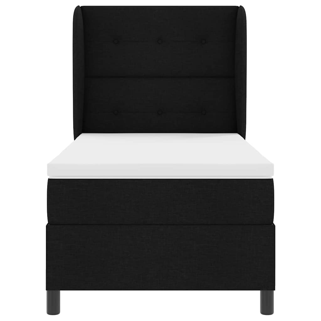 Boxspringbett mit Kopfteil Schwarz 100 x 200 cm Stoff