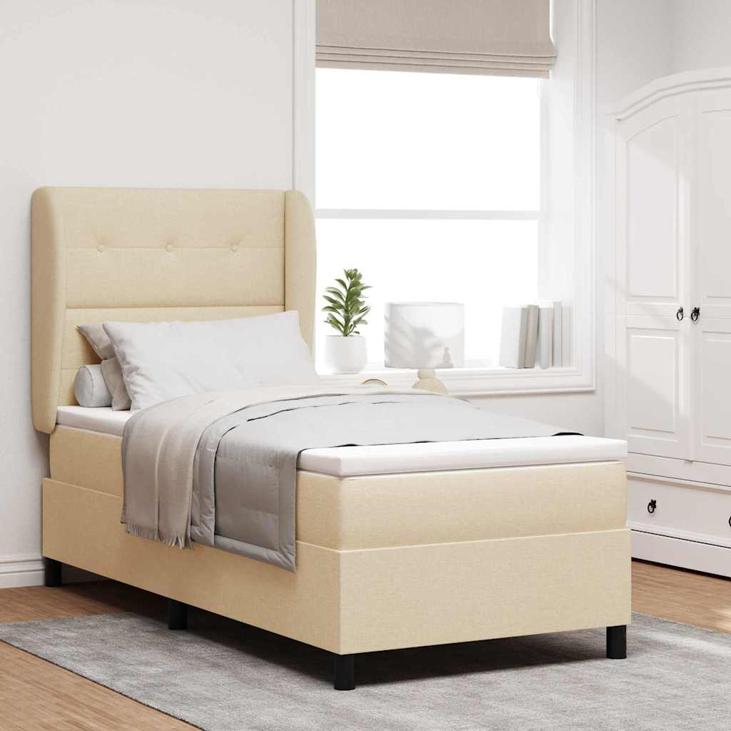 Boxspringbett mit Kopfteil Creme 100 x 200 cm Stoff