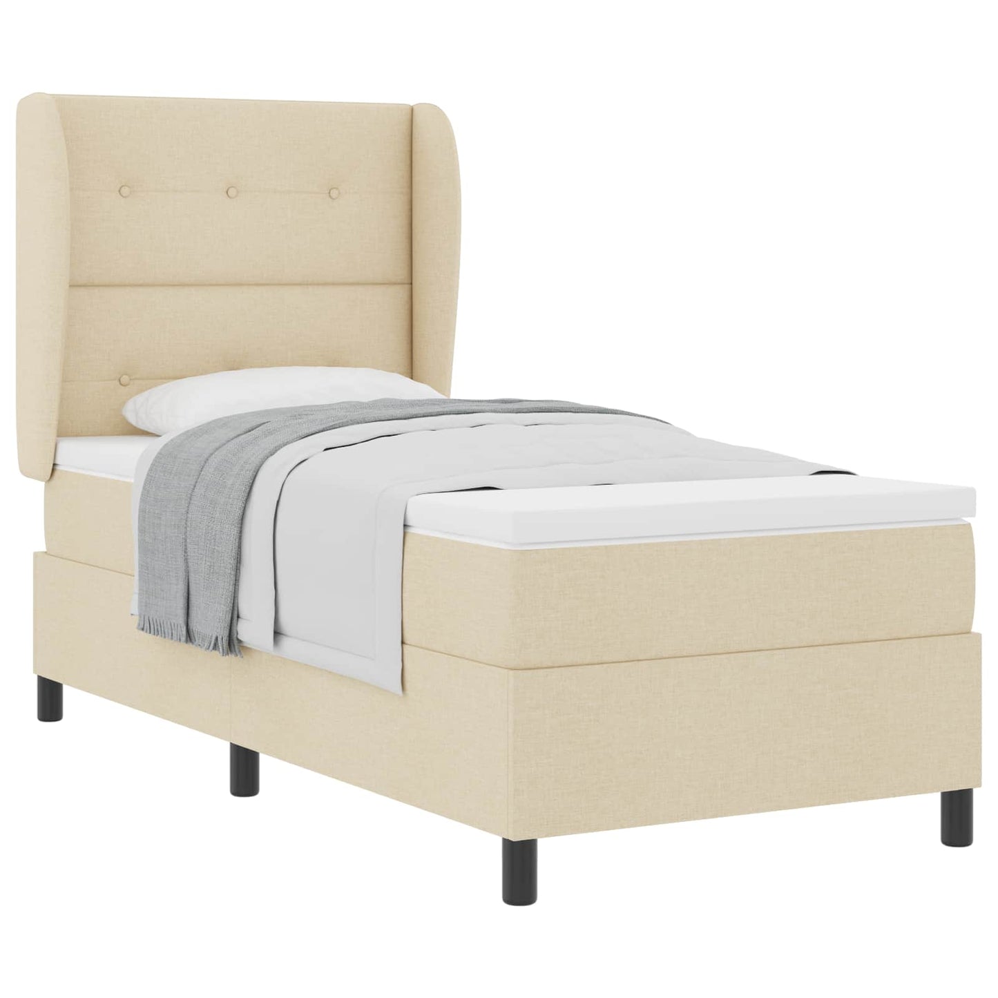 Boxspringbett mit Kopfteil Creme 100 x 200 cm Stoff