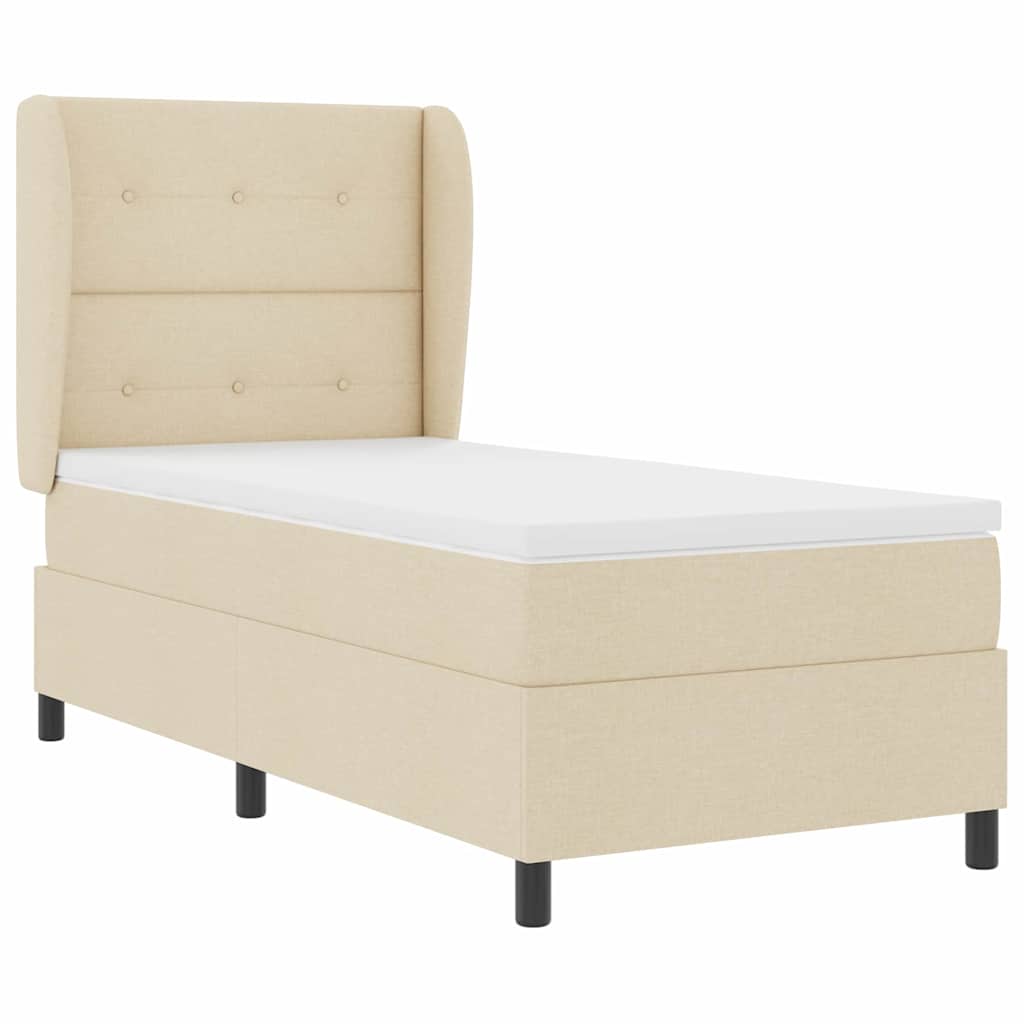 Boxspringbett mit Kopfteil Creme 100 x 200 cm Stoff