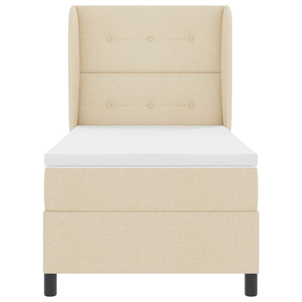 Boxspringbett mit Kopfteil Creme 100 x 200 cm Stoff
