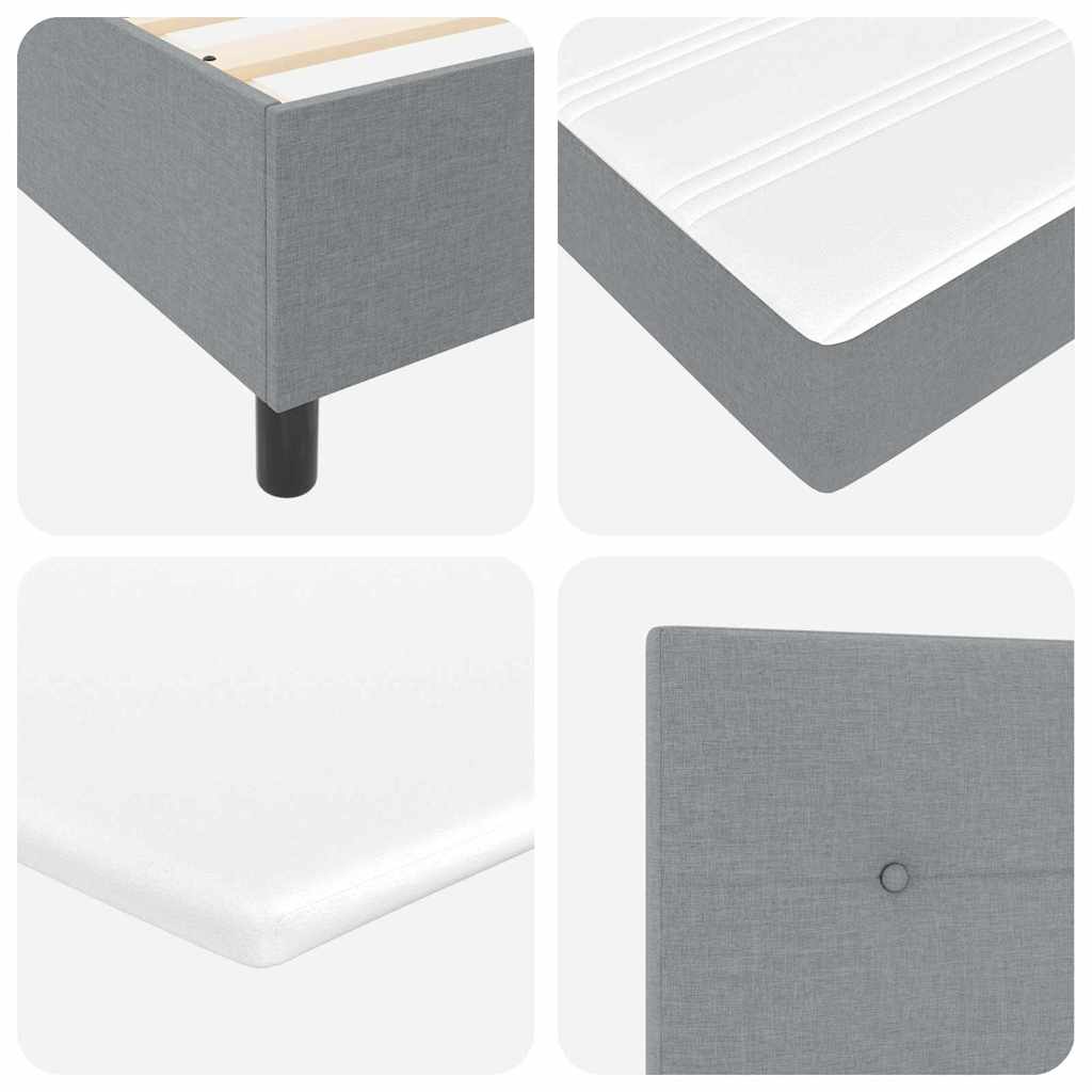 Boxspringbett mit Kopfteil Hellgrau 140 x 190 cm Stoff