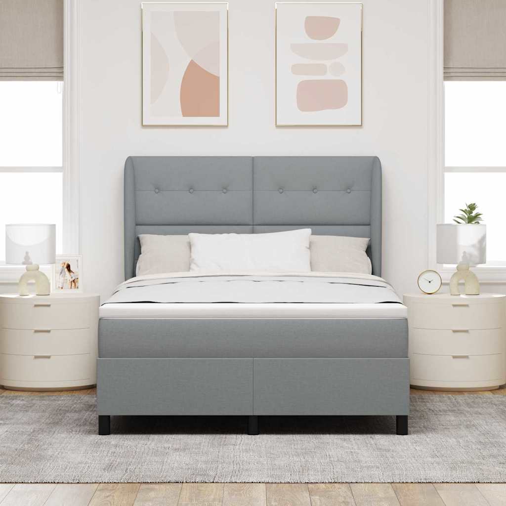 Boxspringbett mit Kopfteil Hellgrau 140 x 190 cm Stoff