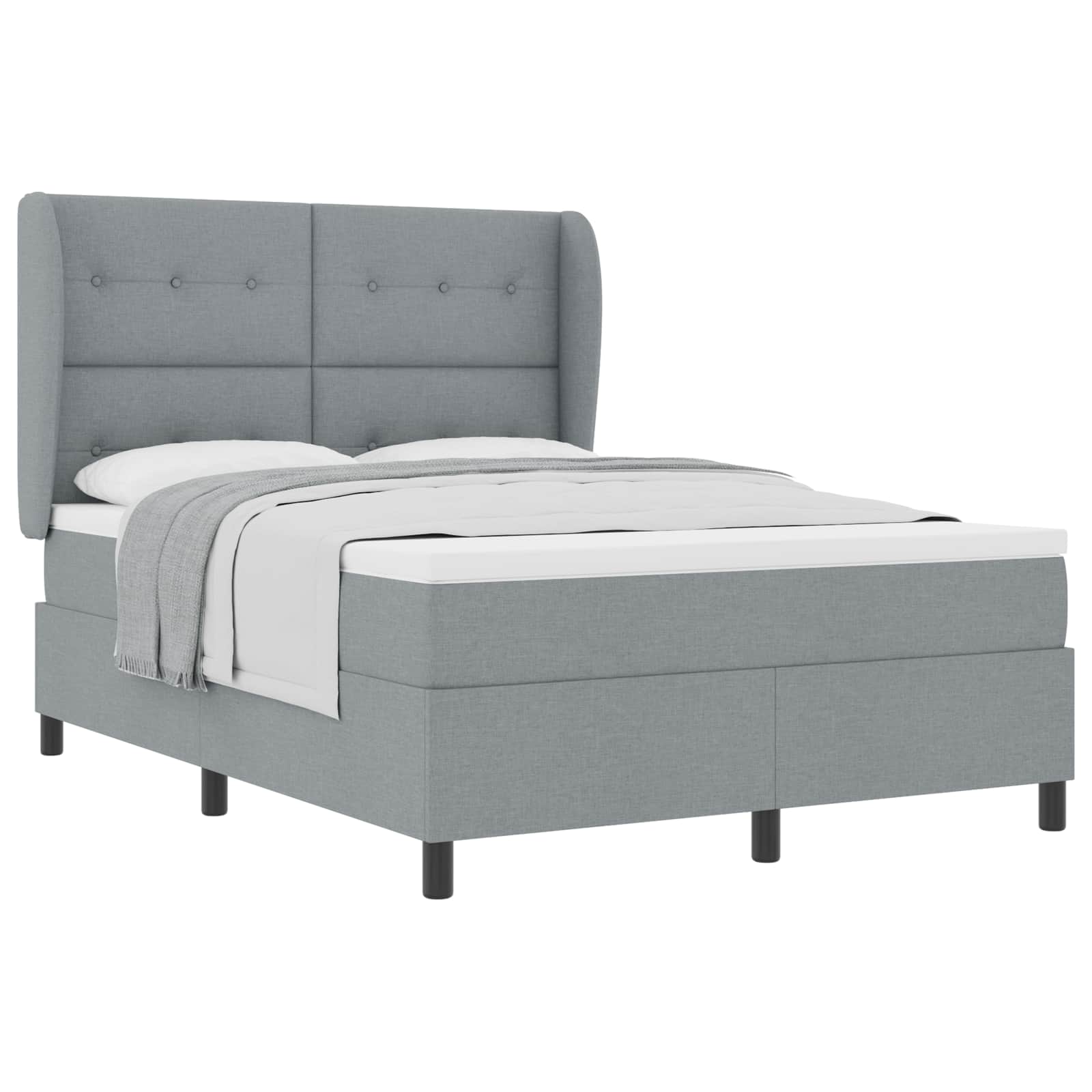 Boxspringbett mit Kopfteil Hellgrau 140 x 190 cm Stoff