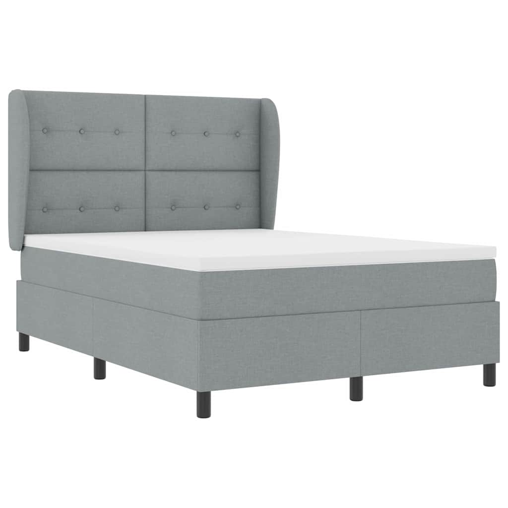 Boxspringbett mit Kopfteil Hellgrau 140 x 190 cm Stoff