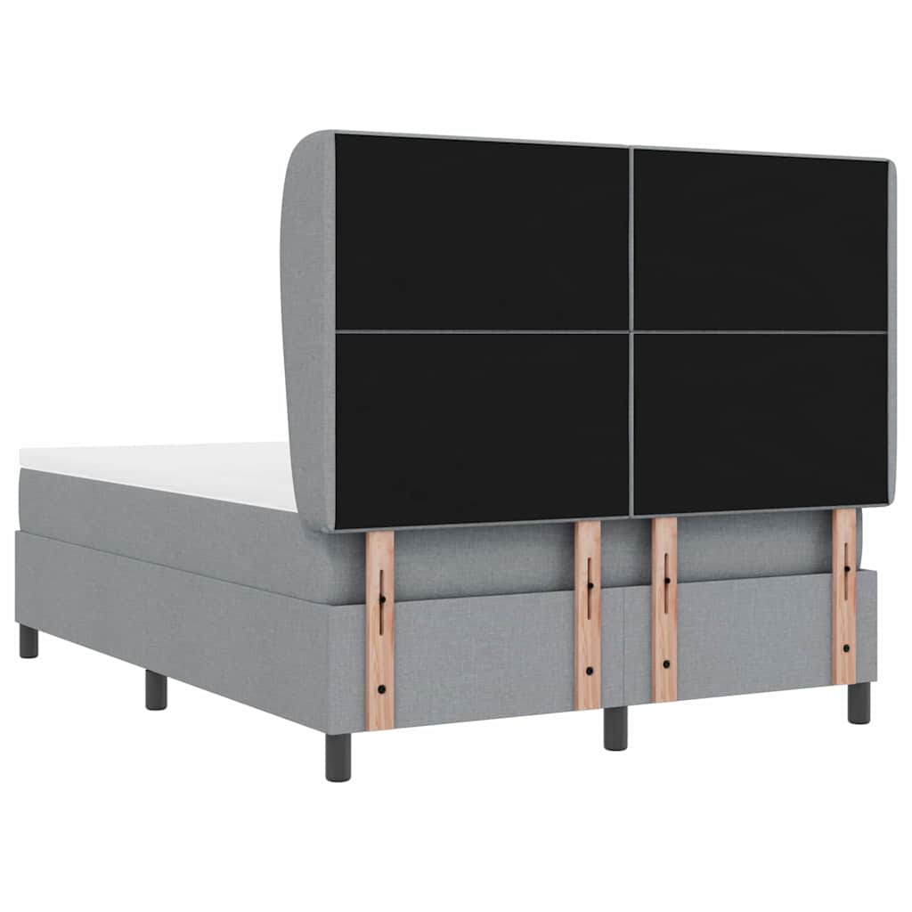 Boxspringbett mit Kopfteil Hellgrau 140 x 190 cm Stoff