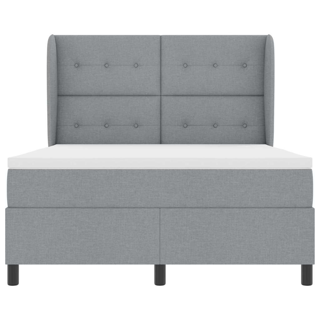 Boxspringbett mit Kopfteil Hellgrau 140 x 190 cm Stoff