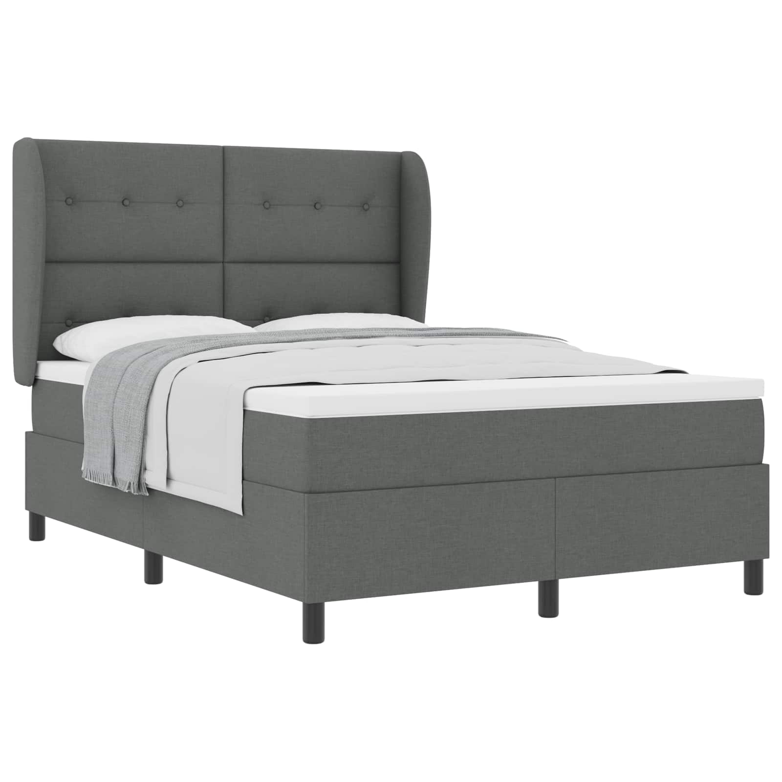 Boxspringbett mit Kopfteil Dunkelgrau 140 x 190 cm Stoff